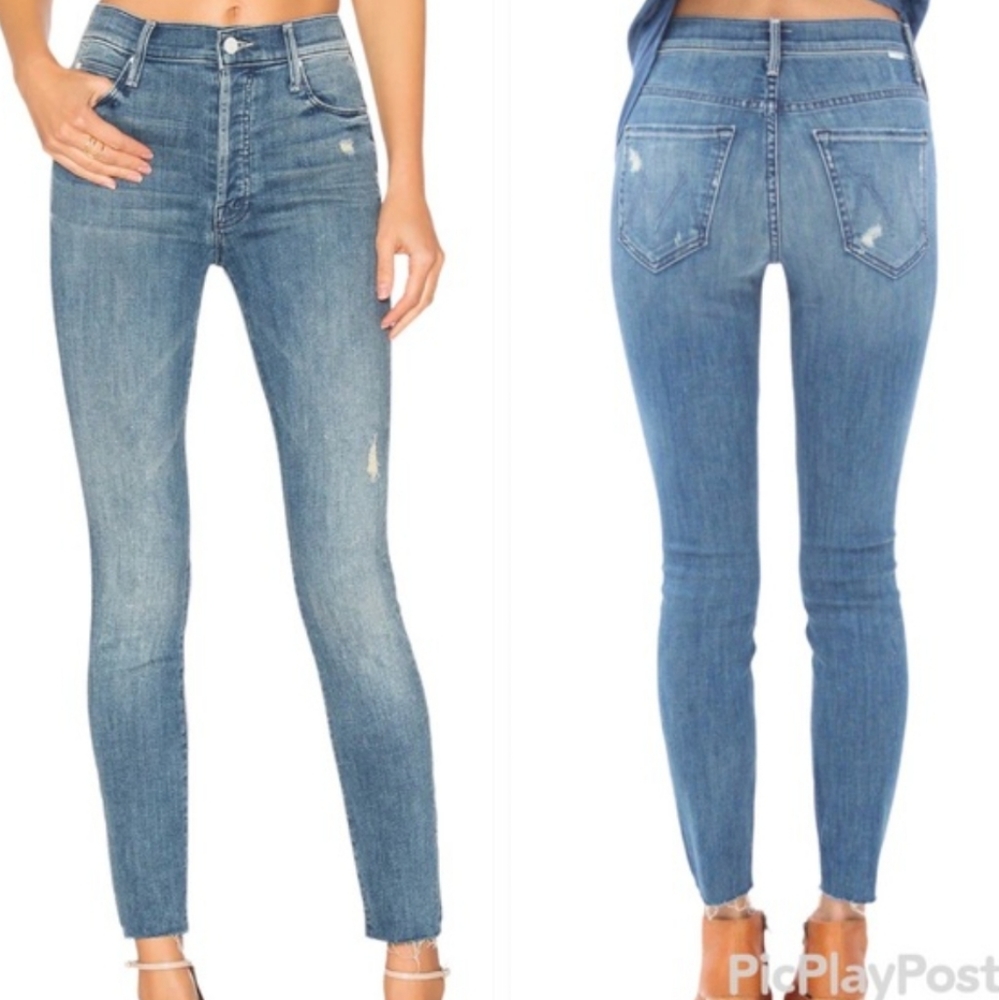MOTHER The Stunner Ankle Fray Button Fly Distressed Jean SZ 28 Graffiti Girl
